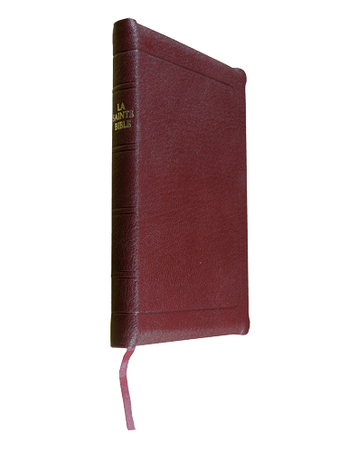 Produit Bible Darby à rebords cuir grenat, format de poche, ancienne prés.