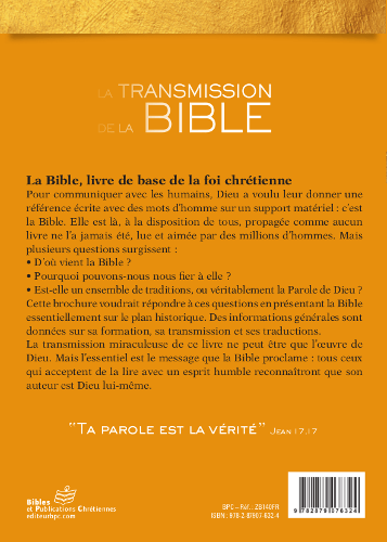 image du produit L'histoire merveilleuse de la transmission de la Bible