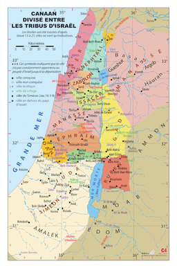 image du produit Carte murale : pays de Canaan divisé entre les tribus d'Israël