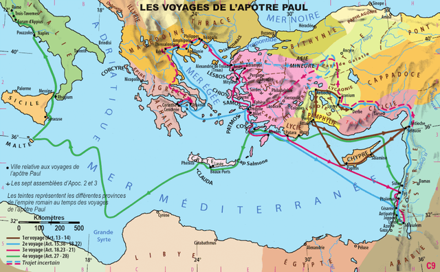 Produit Carte murale : Voyages de l'Apôtre Paul