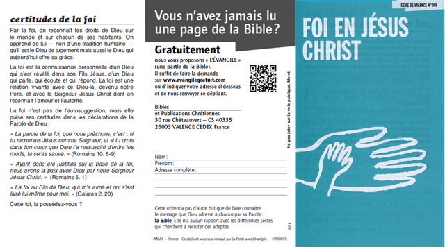 image du produit Foi en Jésus Christ (paquet de 100)