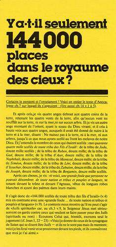 Produit Y a-t-il seulement 144 000 places dans le royaume des cieux ?