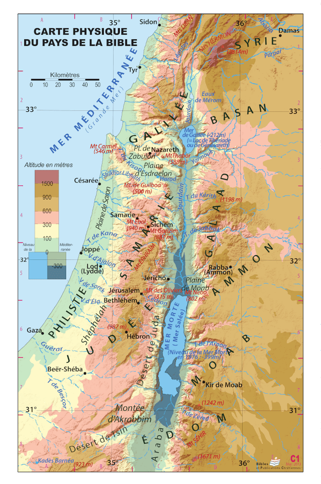 Produit Carte murale : Pays de la Bible, carte physique