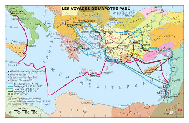 Produit Carte murale : Voyages de l'Apôtre Paul