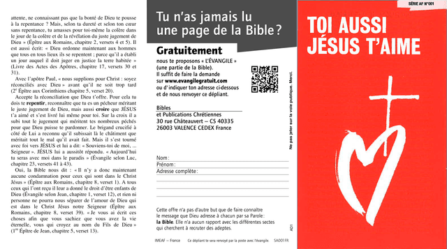 image du produit Toi aussi Jésus t'aime (paquet de 100)