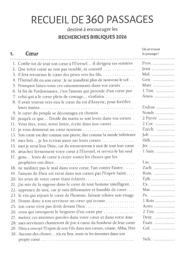 Produit Recherche de 360 passages AVEC références, 2026