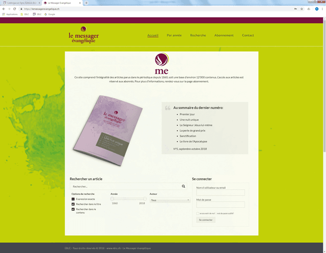 Produit Le Messager Évangélique, abonnement NUMERIQUE 6 n°