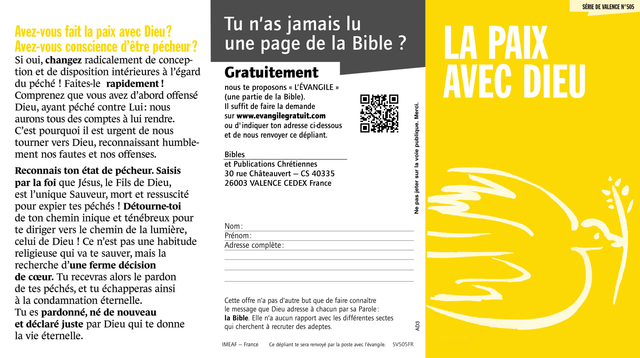 image du produit La paix avec Dieu (paquet de 100)