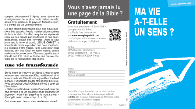 image du produit Ma vie a-t-elle un sens ? (paquet de 100)