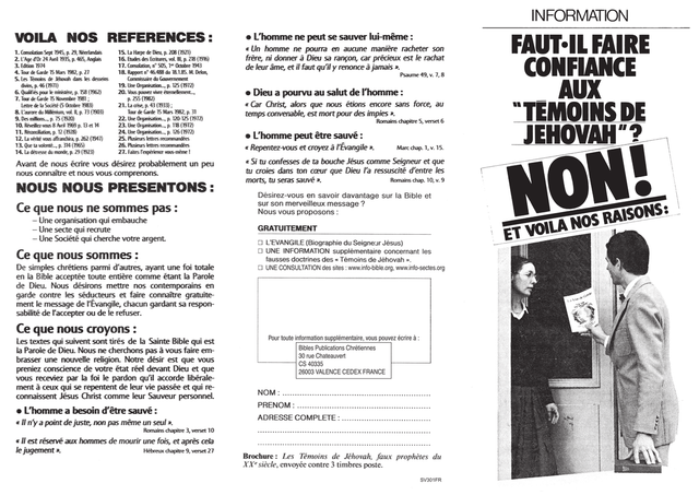 image du produit Faut-il faire confiance aux témoins de Jehovah ?