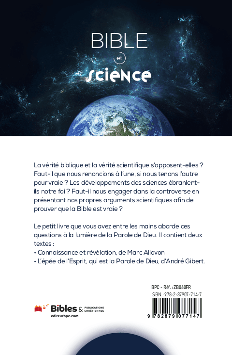 image du produit Bible et science : Connaissance et révélation - L'épée de l'Esprit